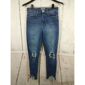 L'Agence Jeans Womens 26 High Line Skinny Maigre Distressed Ripped Jagged Hem